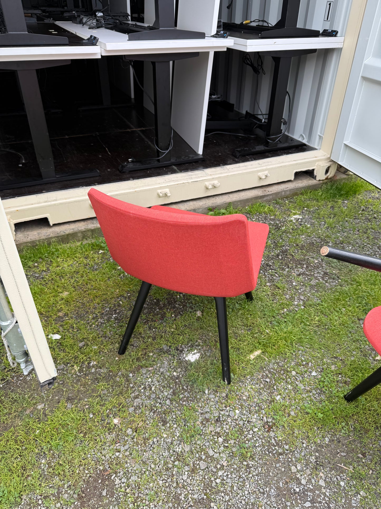 Red accent lounge chairs