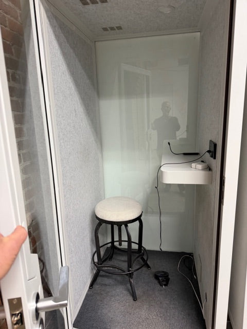 Single pod phone booths with wheels