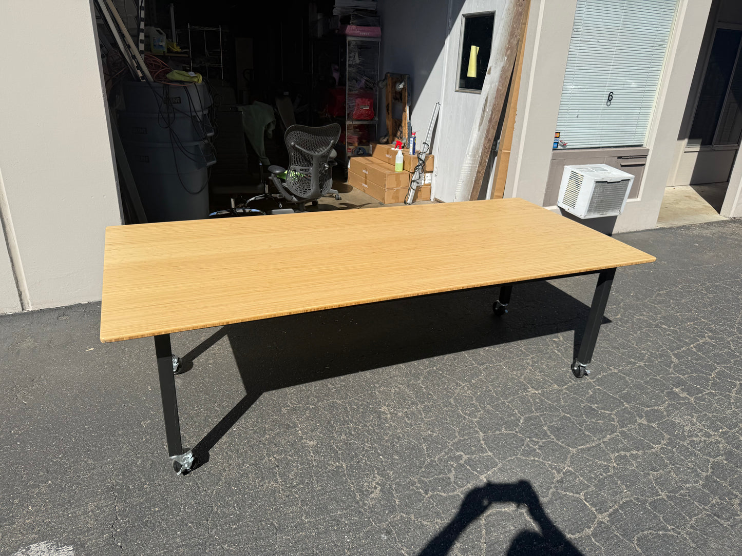 Rolling bamboo conference table 96x42