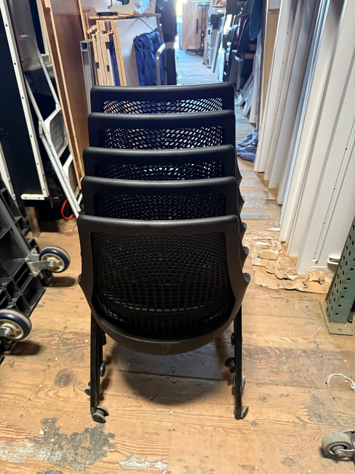 Herman miller sayl stacking chairs with wheels leather seat