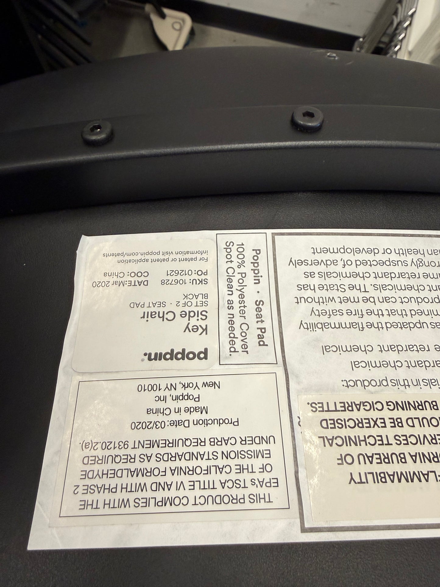 Poppin key side chair with padding