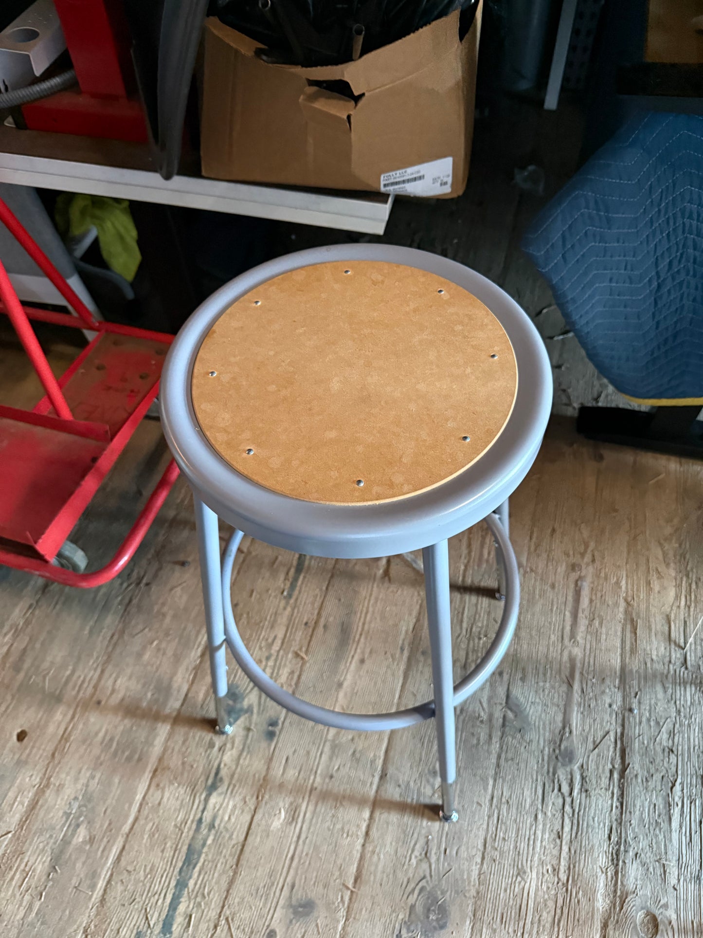 Stacking metal gray stools