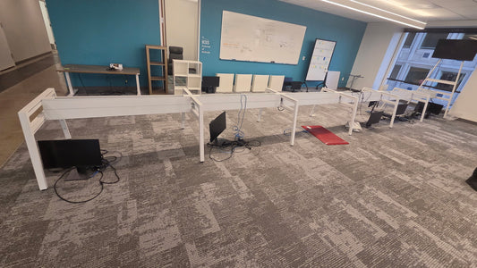 White 60” power rails for desks