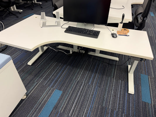 Friant three stage adjustable half L shape sit stand desks