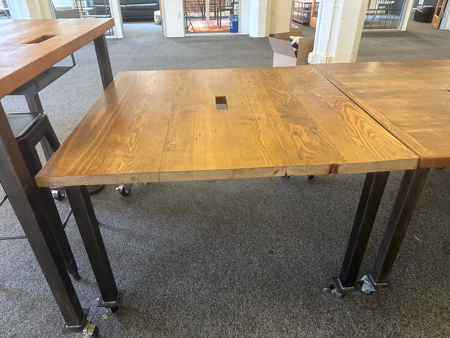 Rolling wood and steel tables - 46x46