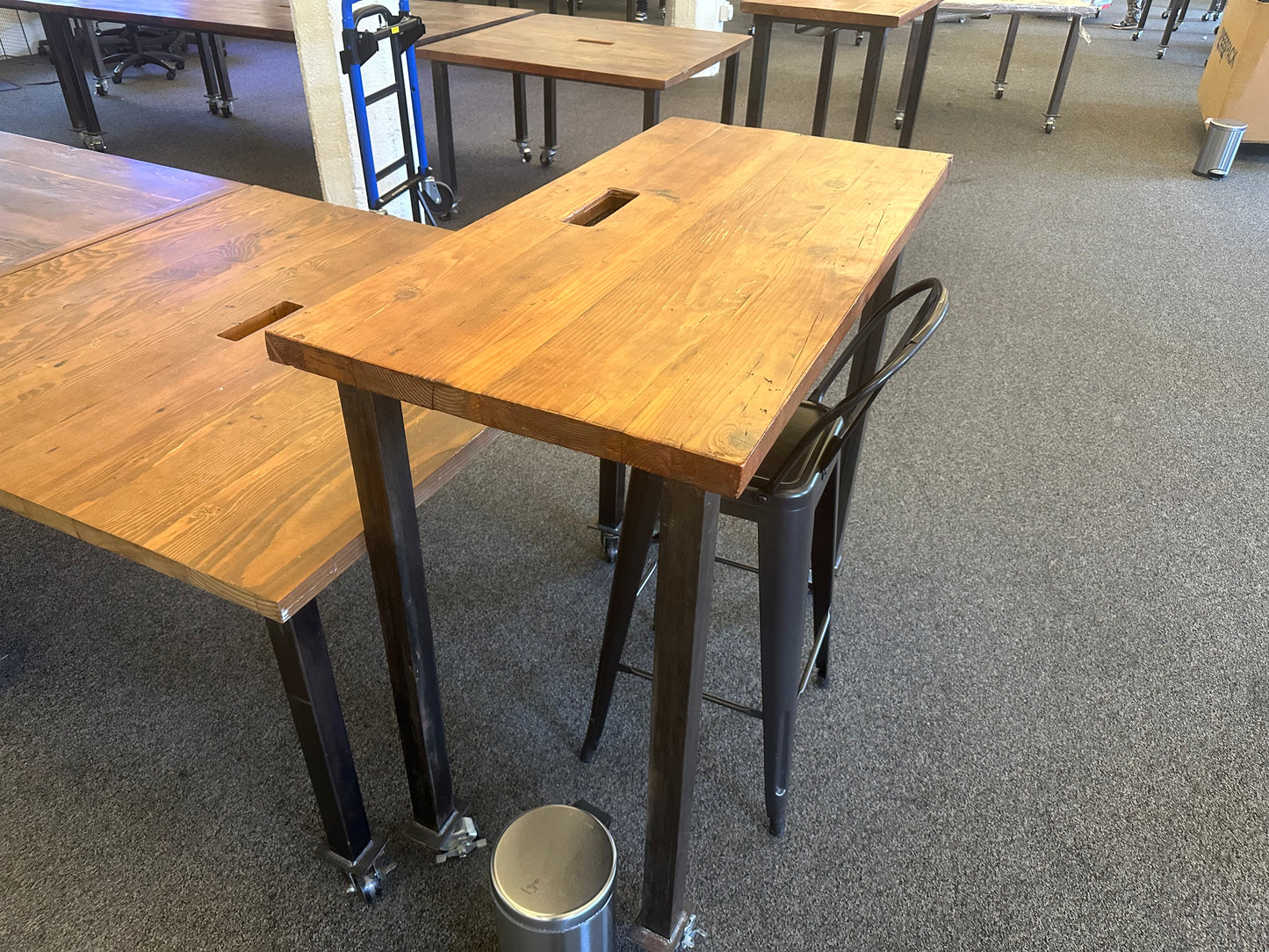 Rolling wood and steel tables - 46x23