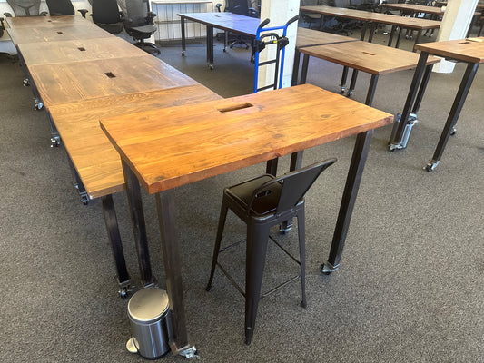 Rolling wood and steel tables - 46x23