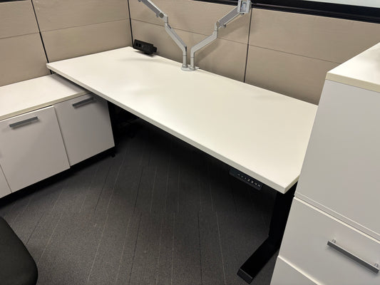 76x29 Hat Brand black frame white top electric sit stand desk can change top size