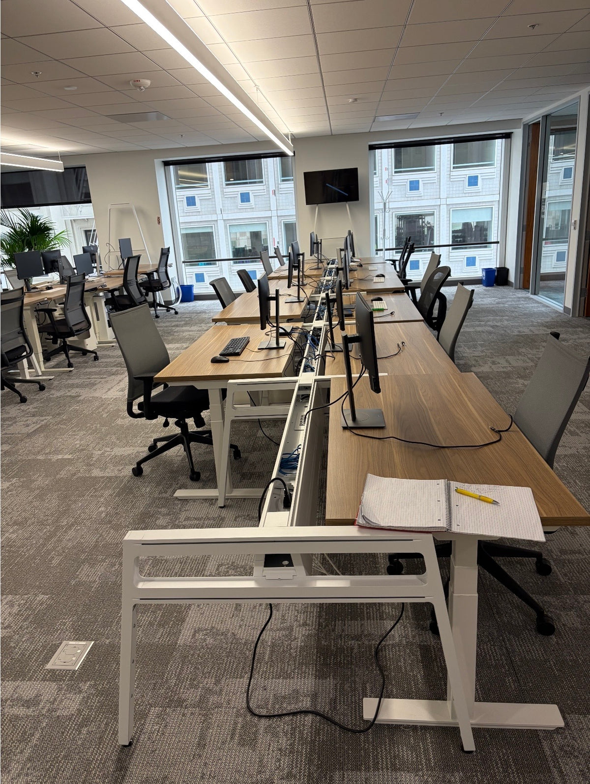 White 60” power rails for desks