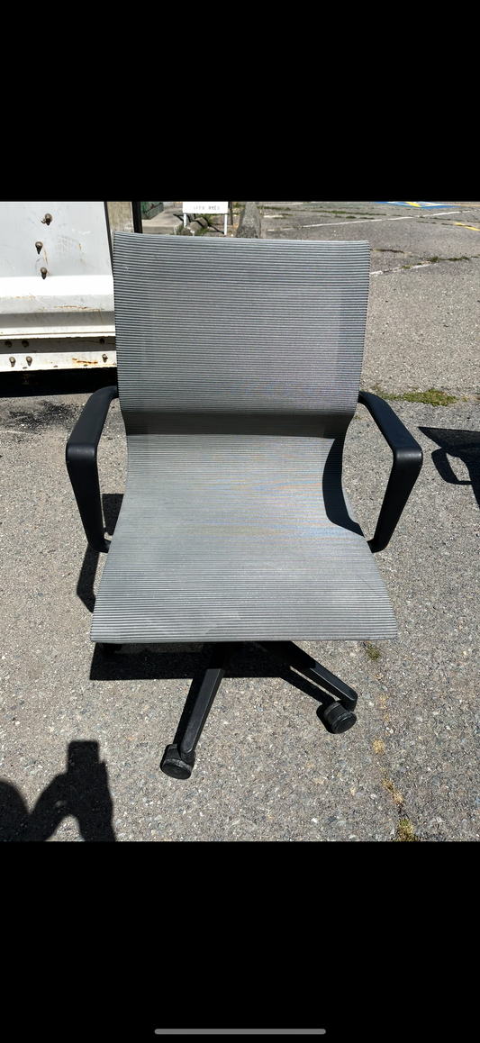 Gray mesh rolling conference chairs