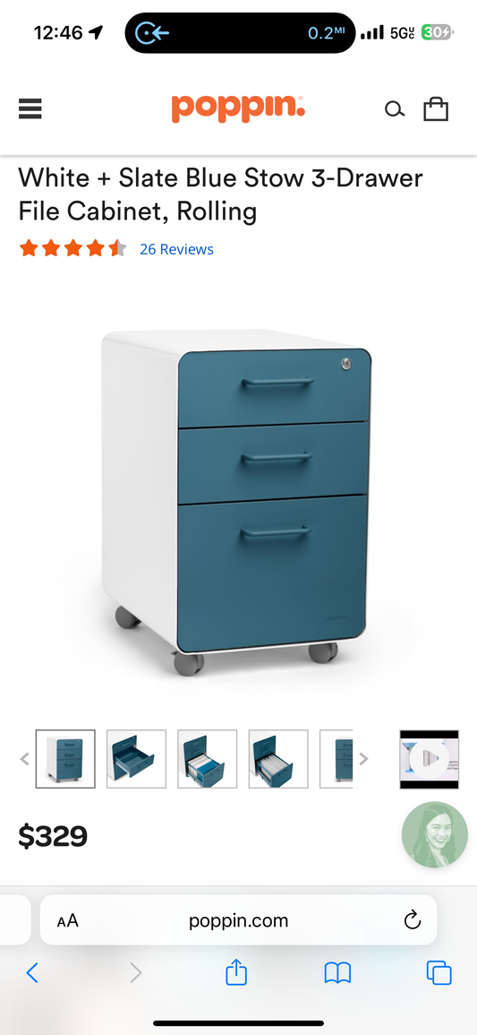 Poppin file cabinets blue/white brand new