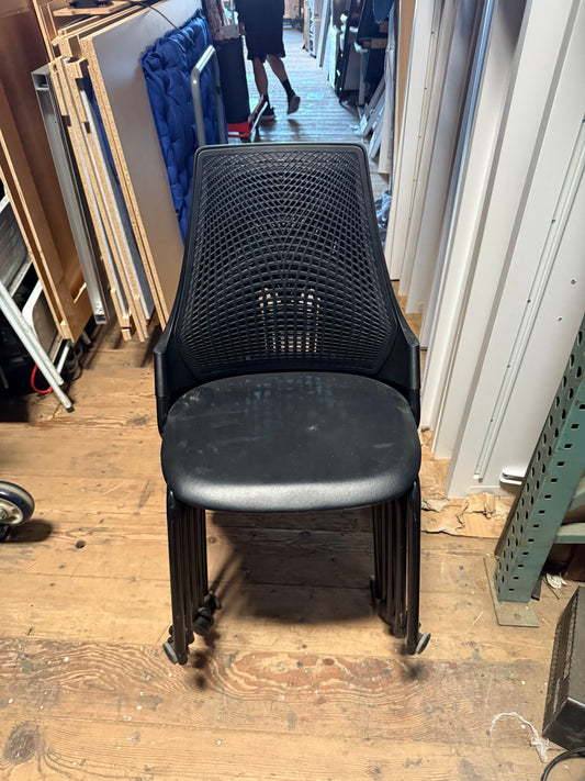 Herman miller sayl stacking chairs with wheels leather seat