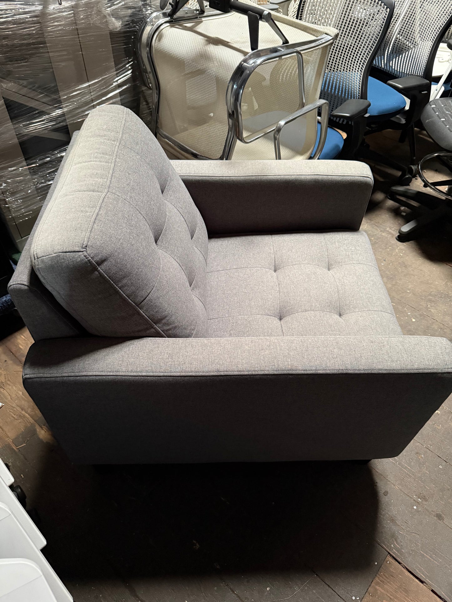 Gray single person lounge chairs