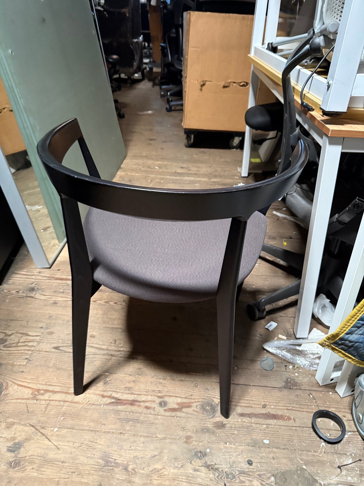 Black side chairs with upholstered cushion