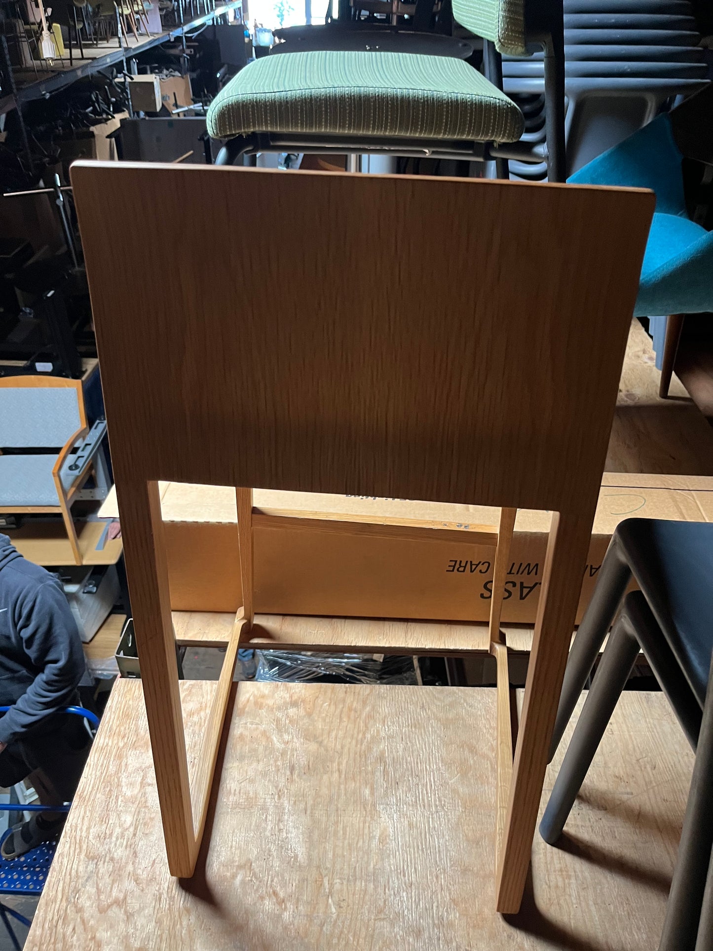 High back wood stacking counter height stools