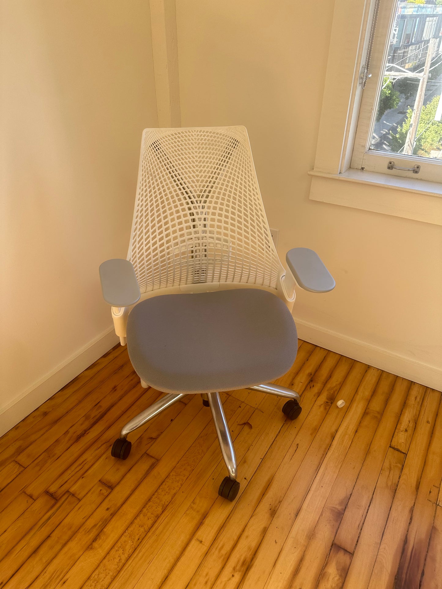 Herman Miller sayl chairs white with polished base fully adjustable