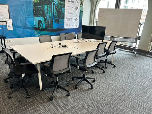 Poppin 11ft x 5ft white conference table