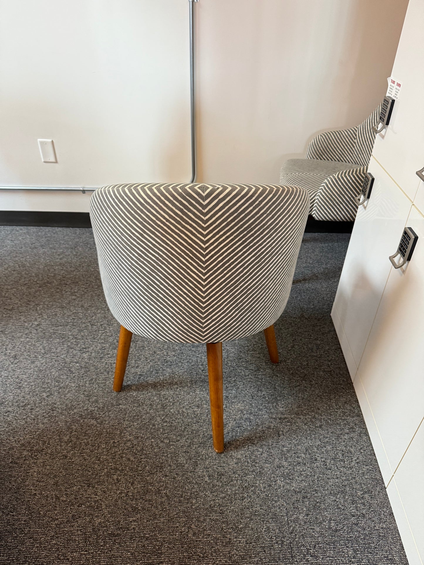 Striped west elm swivel chairs