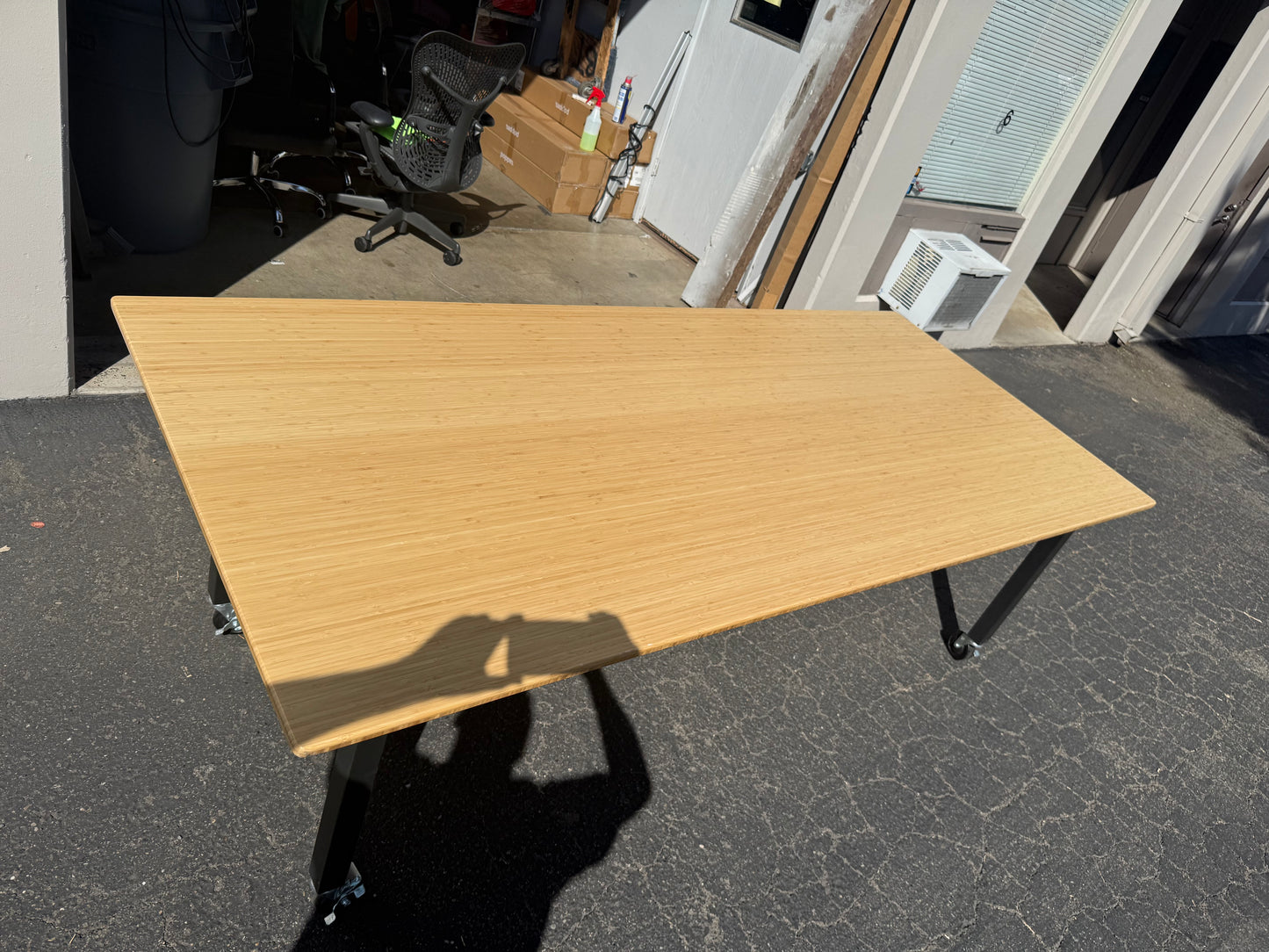Rolling bamboo conference table 96x42
