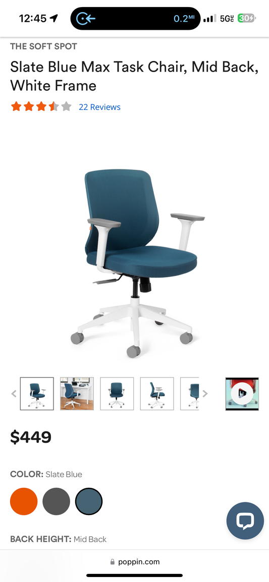 Brand new Poppin max task chairs in blue