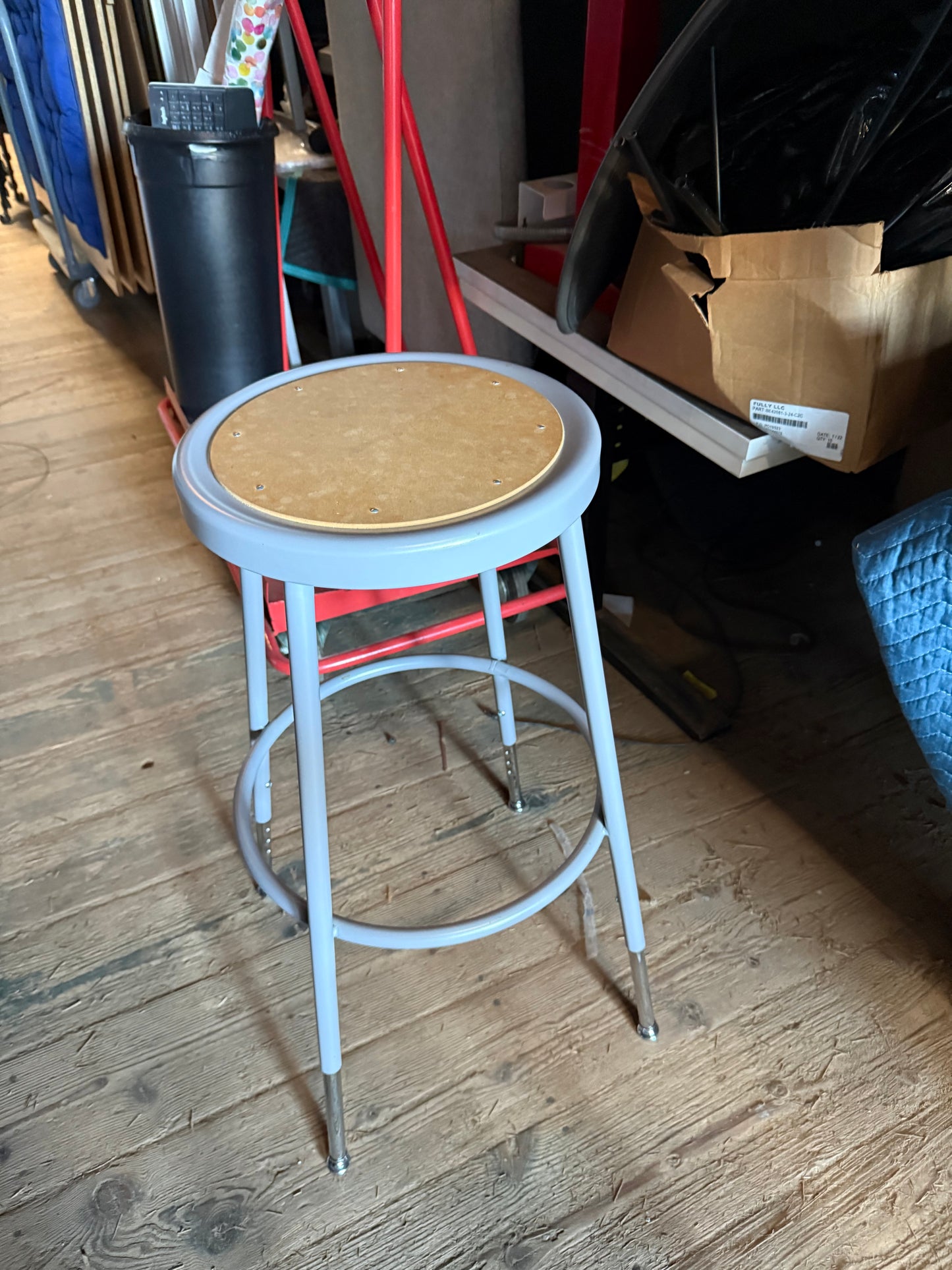 Stacking metal gray stools