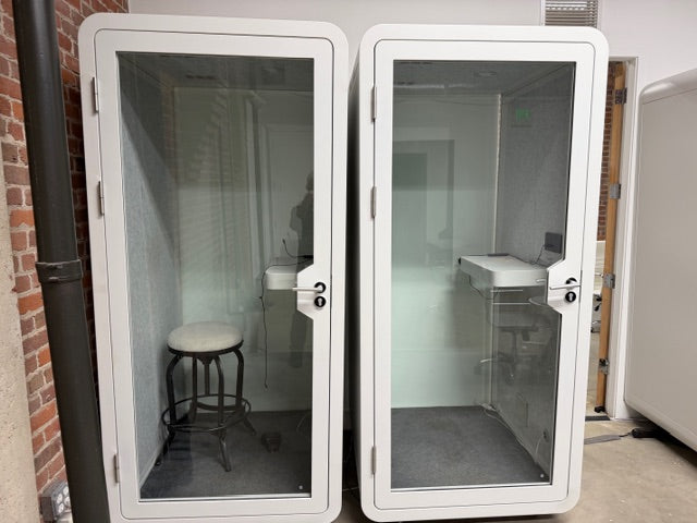 Single pod phone booths with wheels