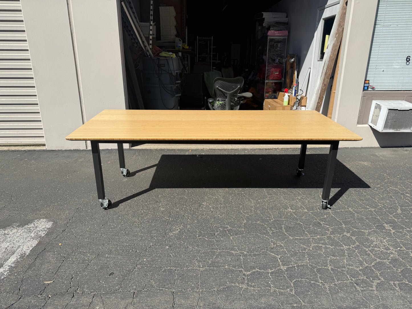 Rolling bamboo conference table 96x42