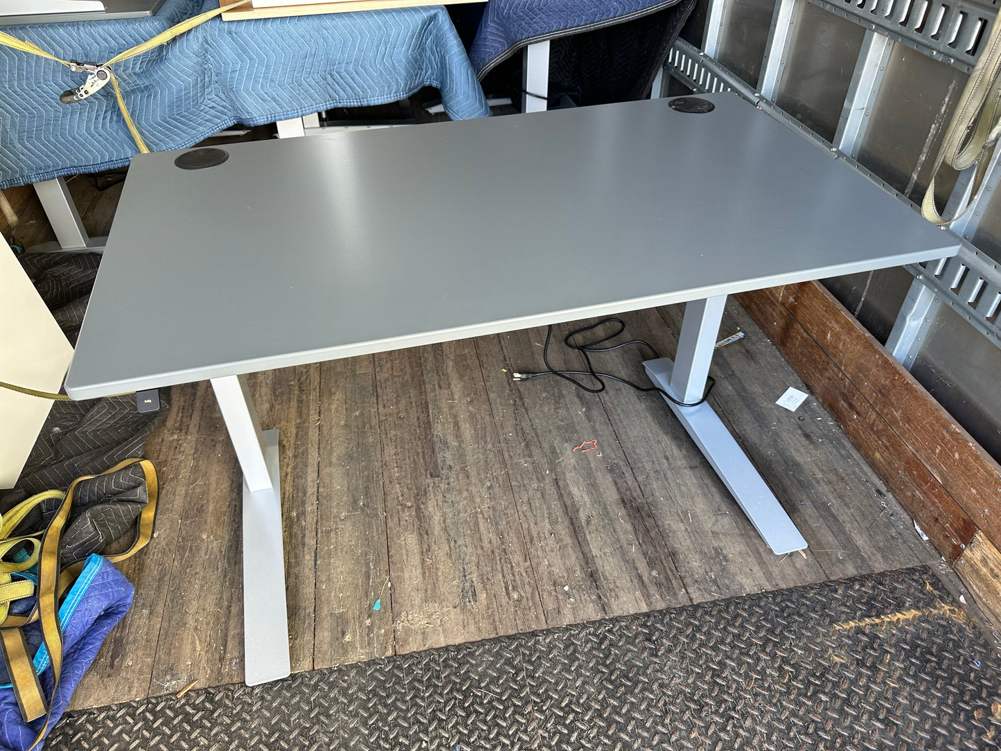 Fully brand electric sit stand desks 60x27 gray top silver frame