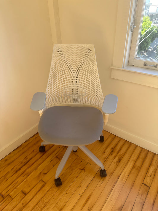 Herman Miller Sayl chairs white with gray seat fully adjustable gray base