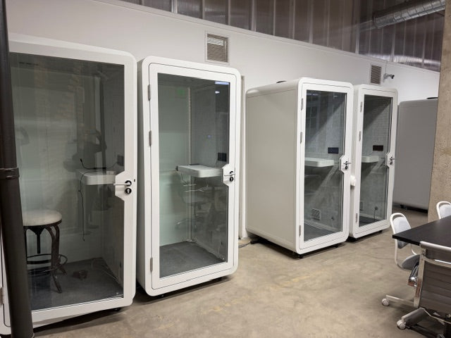 Single pod phone booths with wheels