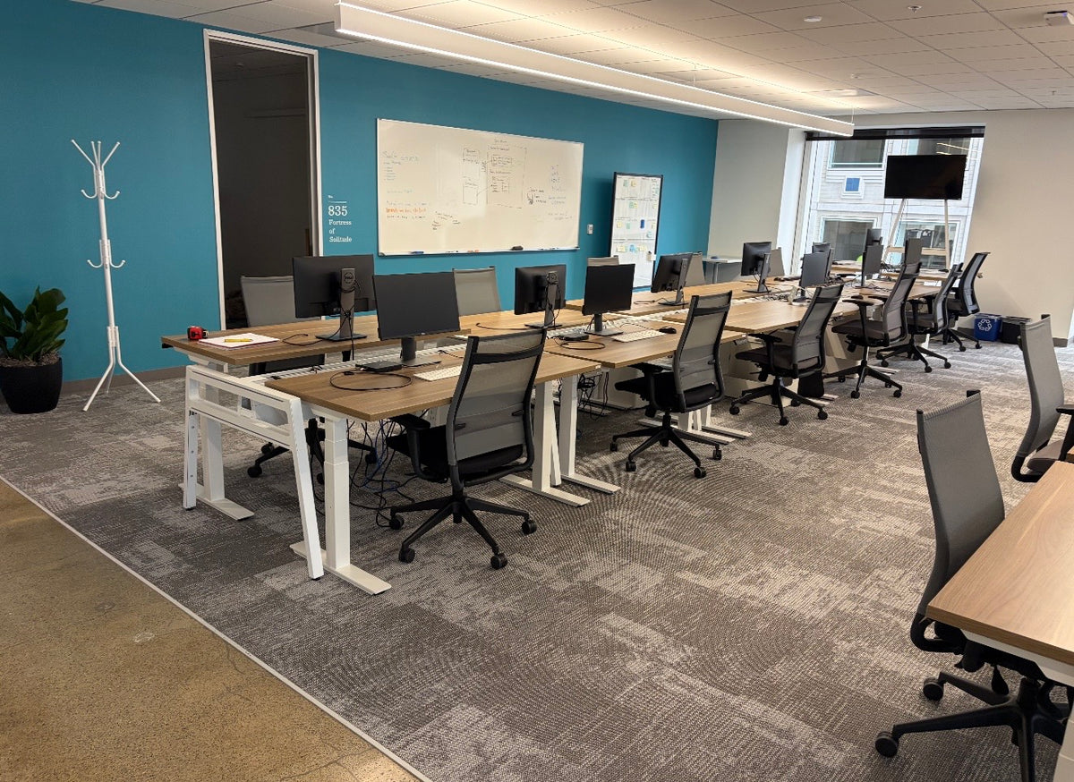 White 60” power rails for desks