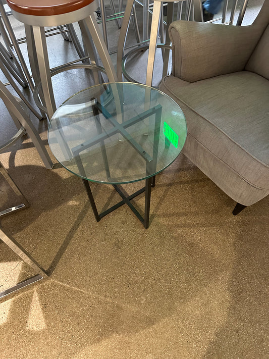 Glass round side accent table