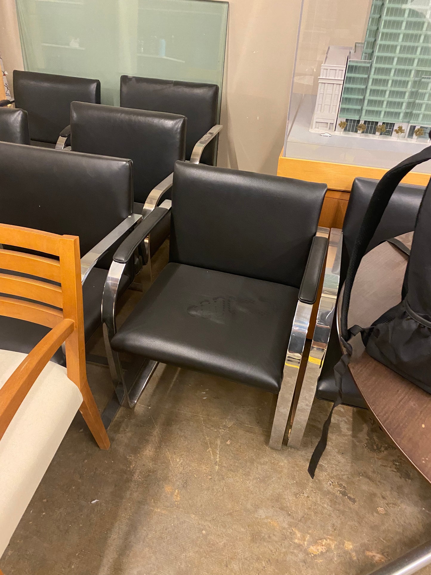 Italian Made black leather conference chairs