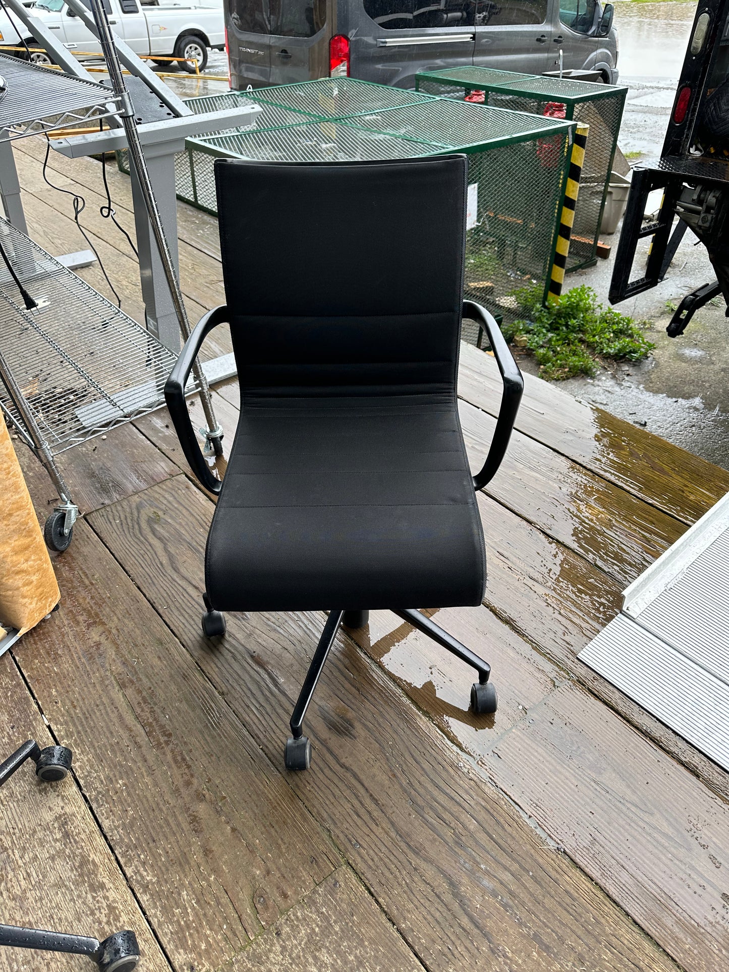 Ribbed Back Black rolling chairs