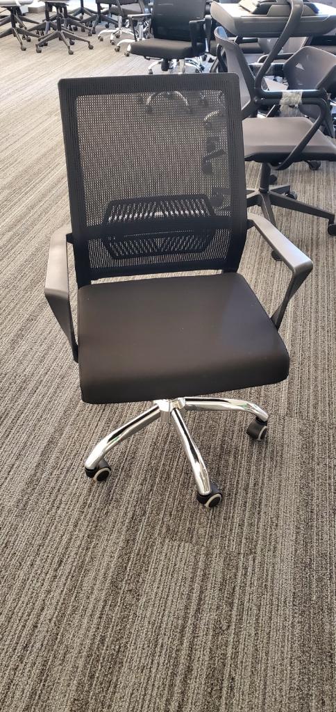 Black and chrome rolling office chairs